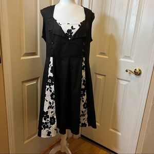 NWT Killreal Black and White Floral Print Sleeveless Fit & Flare Dress Size 4XL